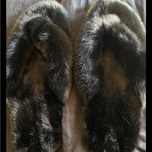 Saint Laurent Black Fur Women's Slippers